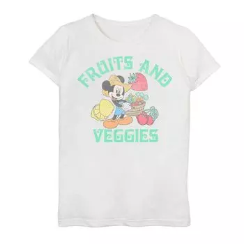 Футболка с рисунком «Фрукты и овощи» «Корзина фермера» для девочек 7–16 лет с изображением Микки Мауса Диснея Disney