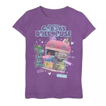Футболка с рисунком Gabby's Dollhouse Doodles для девочек 7–16 лет Licensed Character