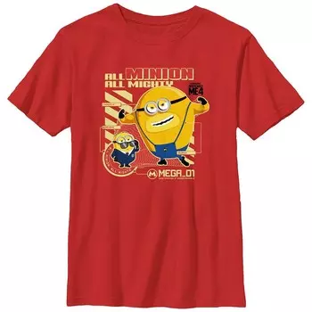 Футболка с рисунком «Гадкий я 4» All Minion All Mighty для мальчиков 8–20 лет Licensed Character, красный