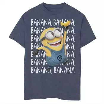 Футболка с рисунком «Гадкий я» Minions Gone Bananas для мальчиков 8–20 лет Licensed Character, цвет Navy Heather