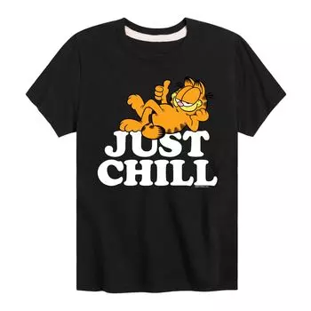 Футболка с рисунком Garfield Just Chill для мальчиков 8–20 лет Licensed Character, черный