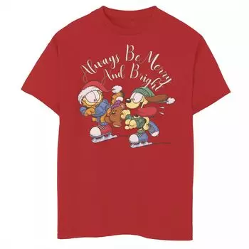Футболка с рисунком Garfield Merry And Bright Holiday для мальчиков 8–20 лет Licensed Character