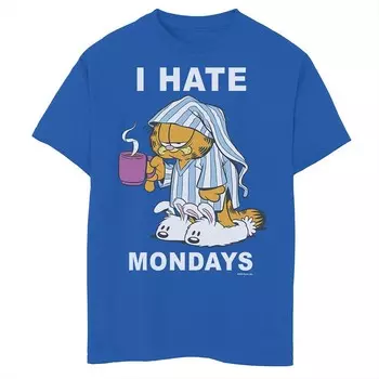 Футболка с рисунком Garfield Mondays Sleep Memes для мальчиков 8–20 лет Licensed Character, цвет Royal
