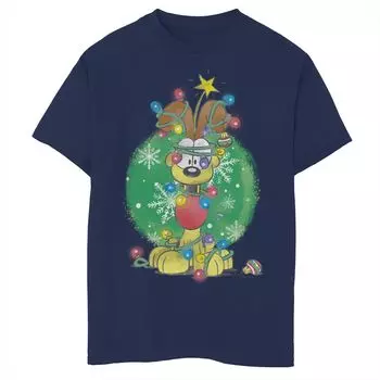 Футболка с рисунком Garfield Odie Lights Holiday для мальчиков 8–20 лет Licensed Character