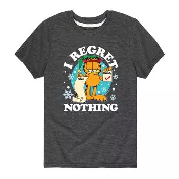 Футболка с рисунком Garfield Regret Nothing List для мальчиков 8–20 лет Licensed Character, серый