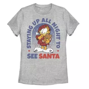 Футболка с рисунком Garfield Santa Up Late Christmas для юниоров Licensed Character