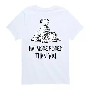 Футболка с рисунком Гарфилда для мальчиков 8–20 лет «More Bored Than You» Licensed Character, белый