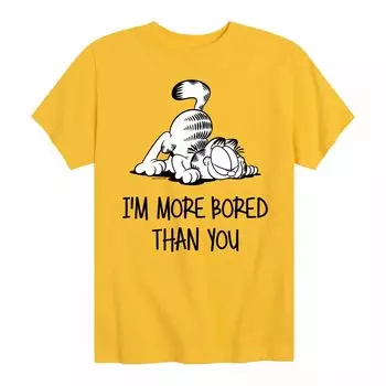 Футболка с рисунком Гарфилда для мальчиков 8–20 лет «More Bored Than You» Licensed Character, желтый
