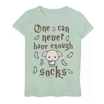 Футболка с рисунком «Гарри Поттер, Добби, никогда не хватает носков для девочек 7–16 лет» Harry Potter