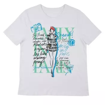 Футболка с рисунком газеты Emily in Paris для юниоров Licensed Character, белый