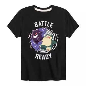 Футболка с рисунком Gengar & Snorlax для мальчиков 8–20 лет с изображением покемонов «Battle Ready» Licensed Character, черный