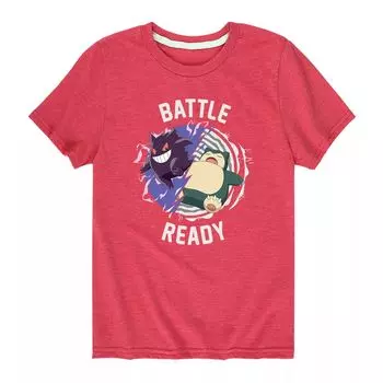 Футболка с рисунком Gengar & Snorlax для мальчиков 8–20 лет с изображением покемонов «Battle Ready» Licensed Character, красный