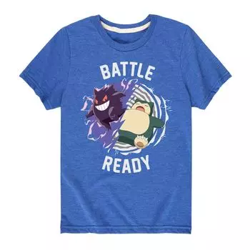 Футболка с рисунком Gengar & Snorlax для мальчиков 8–20 лет с изображением покемонов «Battle Ready» Licensed Character, синий