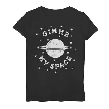 Футболка с рисунком Gimme My Space Black Planet Saturn Attitude для девочек 7–16 лет Licensed Character