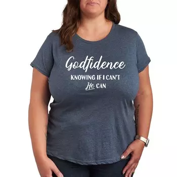 Футболка с рисунком Godfidence больших размеров Licensed Character, цвет Heather Blue