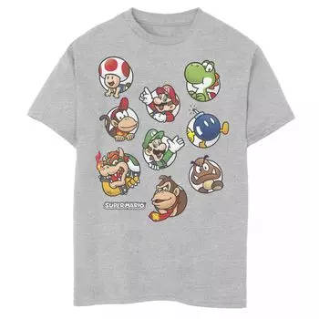 Футболка с рисунком «Good & Bad Guys» для мальчиков 8–20 лет, Nintendo Super Mario Group Shot Licensed Character