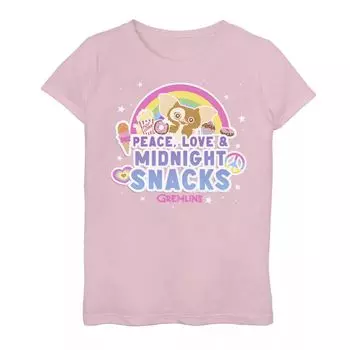 Футболка с рисунком Gremlins Peace Love And Midnight Snacks для девочек 7–16 лет Licensed Character, розовый