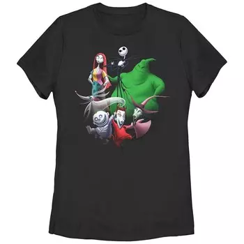 Футболка с рисунком группы персонажей Disney «Кошмар перед Рождеством» для юниоров, черный