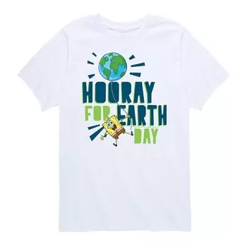 Футболка с рисунком «Губка»Bob Hooray For Earth Day для мальчиков 8–20 лет Licensed Character, белый