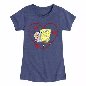 Футболка с рисунком «Губка Боб Квадратные Штаны» для девочек 7–16 лет, посвященная Дню святого Валентина Гэри Вейла Nickelodeon