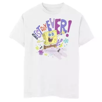 Футболка с рисунком «Губка Боб Квадратные Штаны: Губка в бегах», лучший день для мальчиков 8–20 лет Nickelodeon, белый