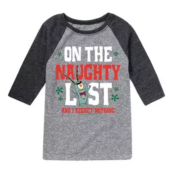 Футболка с рисунком «Губка Боб Квадратные Штаны» Plankton Naughty Raglan для мальчиков 8–20 лет Licensed Character