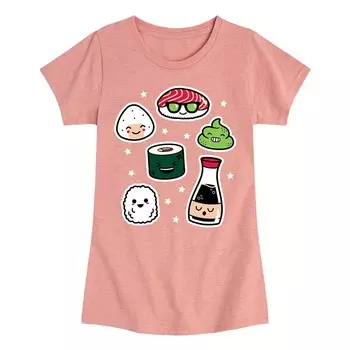Футболка с рисунком Happy Sushi для девочек 7–16 лет Licensed Character, розовый