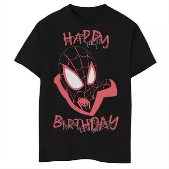 Футболка с рисунком «Хаски» для мальчиков «Marvel Spider-Man» Miles Morales Licensed Character, черный