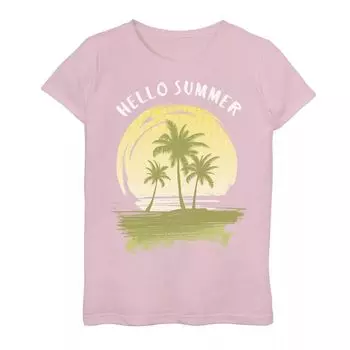 Футболка с рисунком «Hello Summer Sunset And Palm Trees» для девочек 7–16 лет Licensed Character