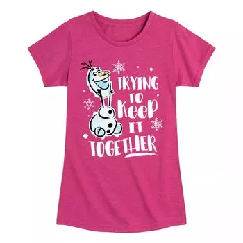 Футболка с рисунком «Холодное сердце Олафа» Disney для девочек 7–16 лет, пытающаяся сохранить целостность Disney