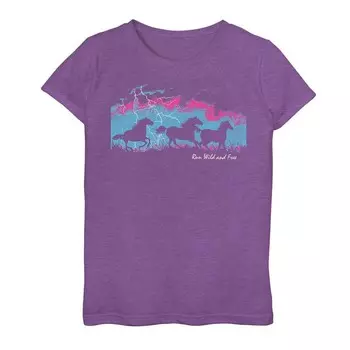 Футболка с рисунком Horses Thunder для девочек 7–16 лет Licensed Character, цвет Purple Berry