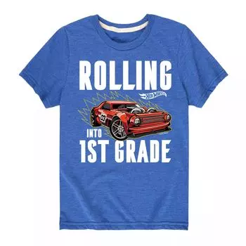 Футболка с рисунком Hot Wheels Rolling для 1-го класса для мальчиков 8–20 лет Licensed Character, синий