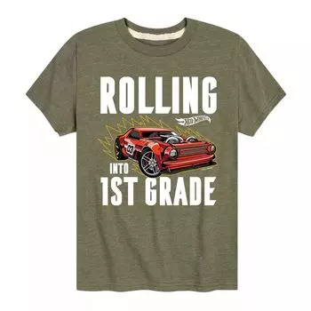 Футболка с рисунком Hot Wheels Rolling для 1-го класса для мальчиков 8–20 лет Licensed Character, зеленый
