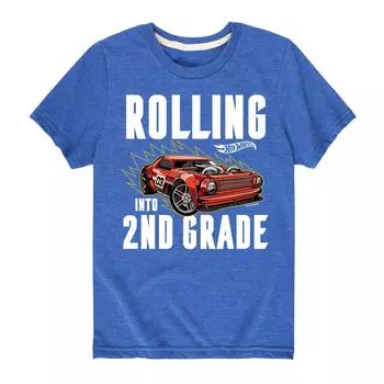 Футболка с рисунком Hot Wheels Rolling для мальчиков 8–20 лет, 2-й класс Hot Wheels, синий