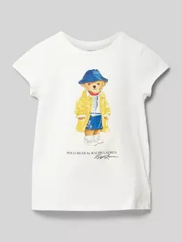 Футболка с рисунком и этикеткой, модель «МЕДВЕДЬ» Polo Ralph Lauren Kids, кремовый