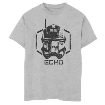 Футболка с рисунком и изображением шлема темного оттенка для мальчиков 8–20 лет «Звездные войны» The Bad Batch Echo Star Wars
