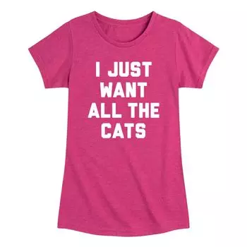 Футболка с рисунком «I Just Want All The Cats» для девочек 7–16 лет Licensed Character, розовый