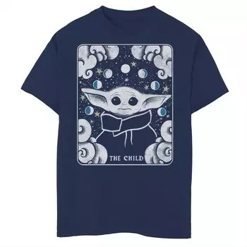 Футболка с рисунком и карточкой «Мандалорец» для мальчиков 8–20 лет, известная как «Малыш Йода» Star Wars, синий