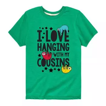 Футболка с рисунком «I Love Hanging With My Cousins» для мальчиков 8–20 лет Licensed Character, зеленый