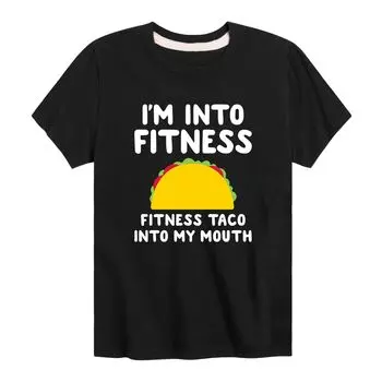 Футболка с рисунком I'm 'Into Fitness Taco для мальчиков 8–20 лет Licensed Character, черный