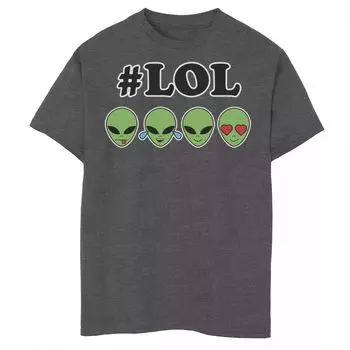 Футболка с рисунком и нашивкой Emoji для мальчиков 8–20 лет с хэштегом LOL Alien Emotion Emoji Licensed Character