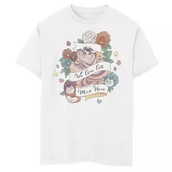 Футболка с рисунком и татуировкой для мальчиков 8–20 лет «Мы все здесь без ума» от Disney's «Алиса в стране чудес» Disney, белый