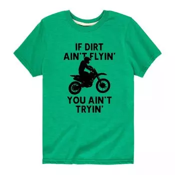 Футболка с рисунком If Dirt Ain't Flyin для мальчиков 8–20 лет Licensed Character, зеленый
