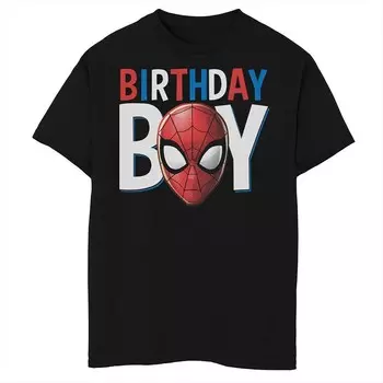 Футболка с рисунком «Именинник» для мальчиков 8–20 лет Marvel Spiderman, черный