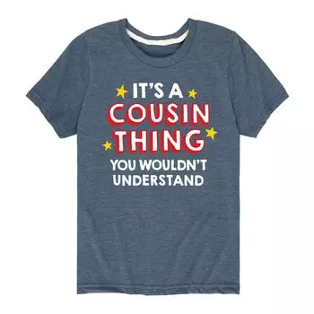 Футболка с рисунком It's A Cousin Thing для мальчиков 8–20 лет Licensed Character, синий