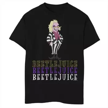 Футболка с рисунком из мультфильма Beetlejuice для мальчиков Licensed Character, черный