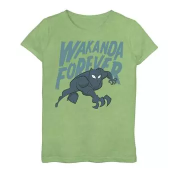 Футболка с рисунком из мультфильма Marvel Black Panther Wakanda Forever для девочек 7–16 лет Marvel