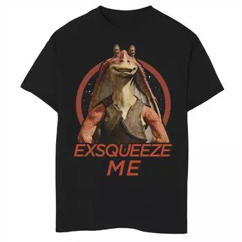 Футболка с рисунком Jar Jar Binks Exsqueeze Me Z1 для мальчиков 8–20 лет Star Wars