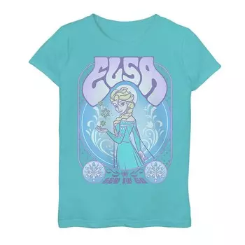 Футболка с рисунком Эльзы для девочек Disney's Frozen Girls 7–16 Licensed Character, цвет Tahiti Blue
