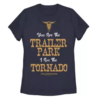Футболка с рисунком «Йеллоустоун» среди юниоров «You Are The Trailer Park, I Am The Tornado» Licensed Character, темно-синий
